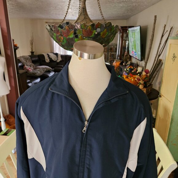 Vintage Roundtree & Yorke Sport Windbreaker Jacket Blue White Full Zip Sz XL - Picture 2 of 10